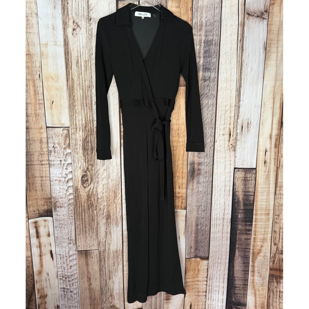 Diane Von Furstenberg Margot Jumpsuit‎ Black Wrap Elegant Classic Timeless Small